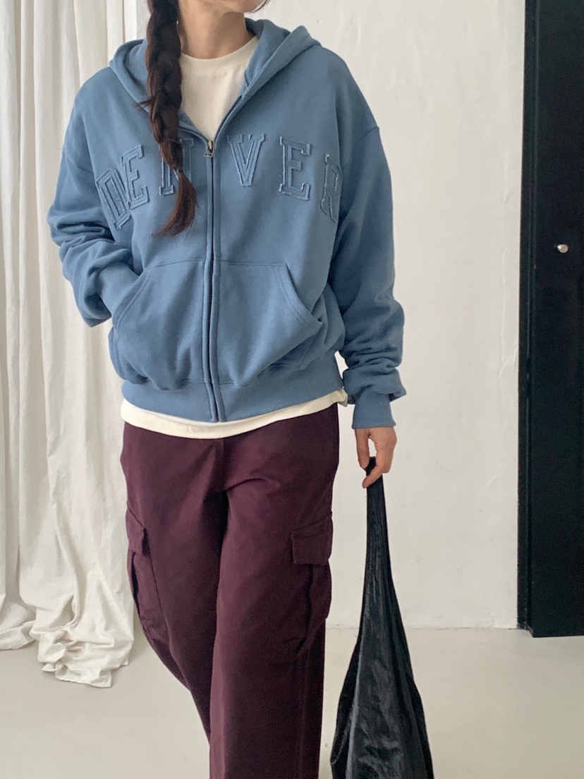 WOOD韓國直郵女士新品推薦時尚人氣休閑衛衣拉鏈連帽衫抓絨WOOD-2件起衛衣