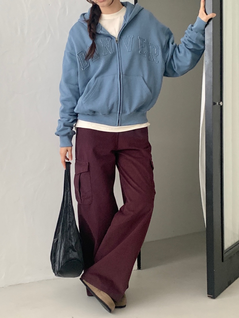 WOOD韓國直郵女士新品推薦時尚人氣休閑衛衣拉鏈連帽衫抓絨WOOD-2件起衛衣
