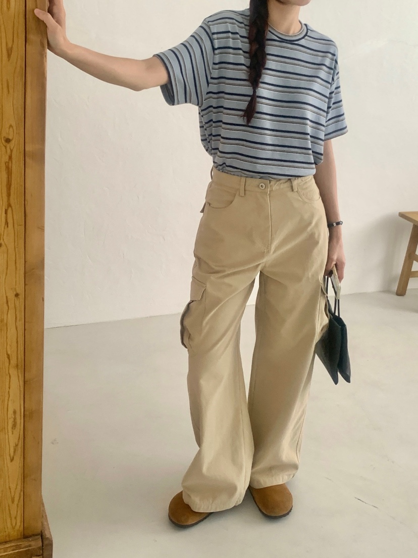 WOOD東大門代購女士新品時尚人氣推薦真品休閑熱賣T恤條紋WOOD-2件起T恤