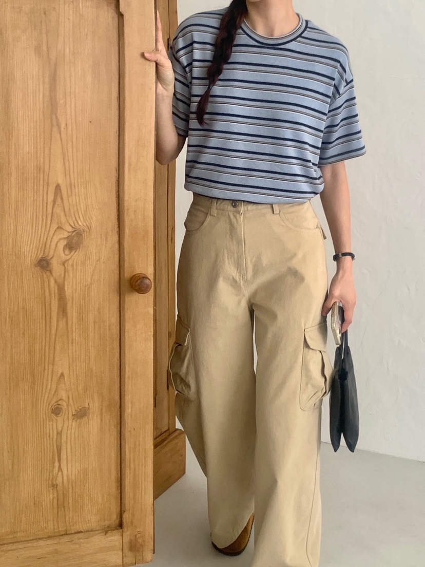 WOOD東大門代購女士新品時尚人氣推薦真品休閑熱賣T恤條紋WOOD-2件起T恤