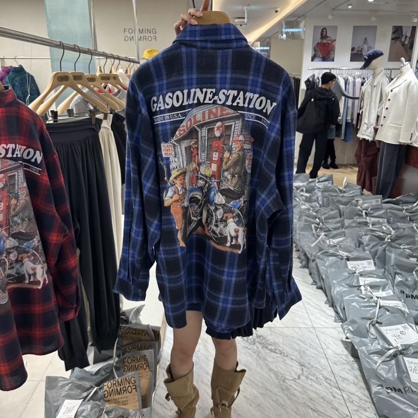 FORMING-P東大門直郵女裝新款時尚人氣真品襯衫蕾絲衫格紋FORMING-P襯衫/蕾絲衫