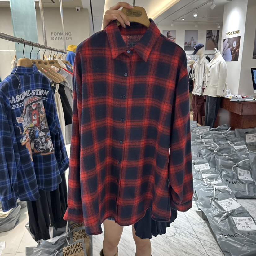 FORMING-P東大門直郵女裝新款時尚人氣真品襯衫蕾絲衫格紋FORMING-P襯衫/蕾絲衫圖色1