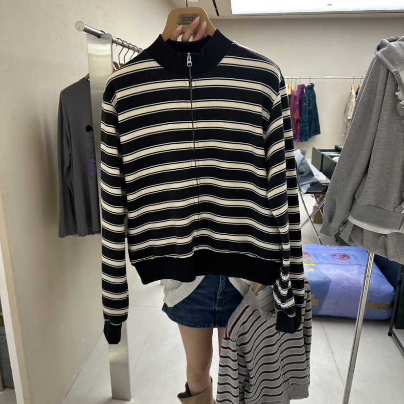 FORMING-P韓國直郵女裝新品時尚推薦真品熱賣衛衣拉鏈條紋FORMING-P衛衣圖色1