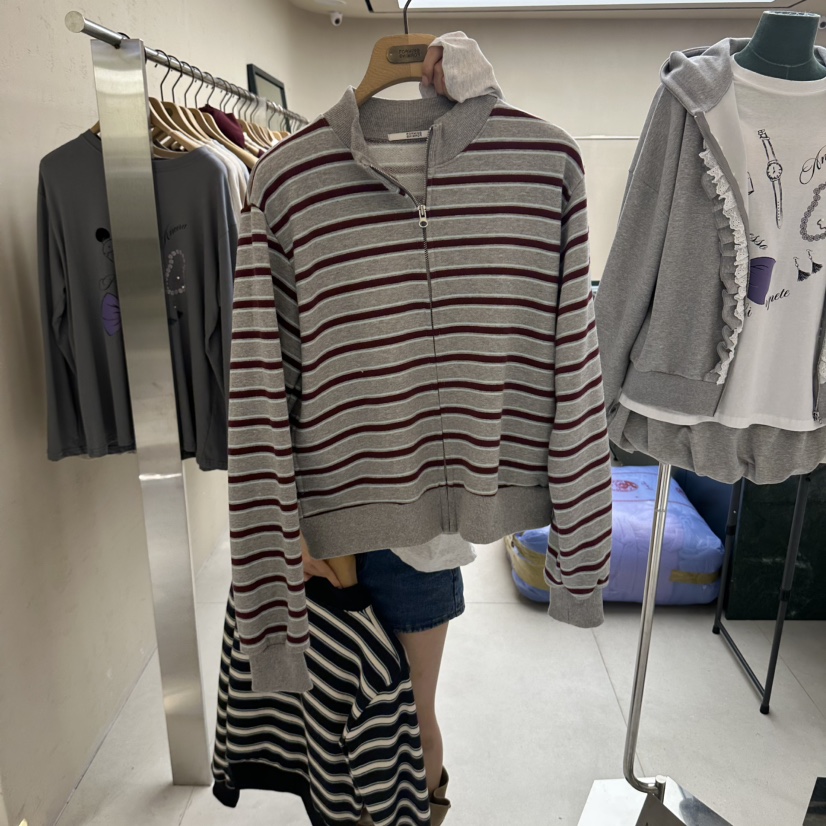 FORMING-P韓國直郵女裝新品時尚推薦真品熱賣衛衣拉鏈條紋FORMING-P衛衣圖色2