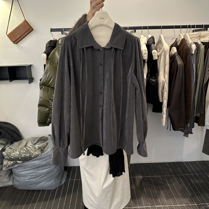 FIND-P韓國直郵女裝新款真品人氣休閑熱賣襯衫蕾絲衫天鵝絨FIND-P襯衫/蕾絲衫圖色3