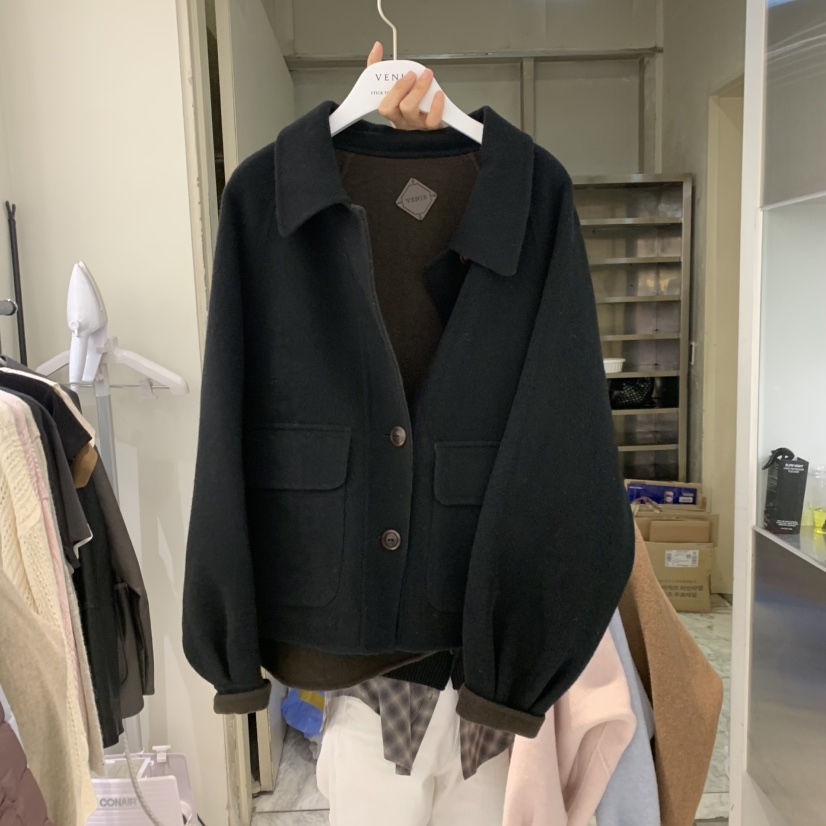 VENIR-A東大門實拍女裝新款休閑熱賣真品人氣短款大衣兩面VENIR-A短款大衣圖色5