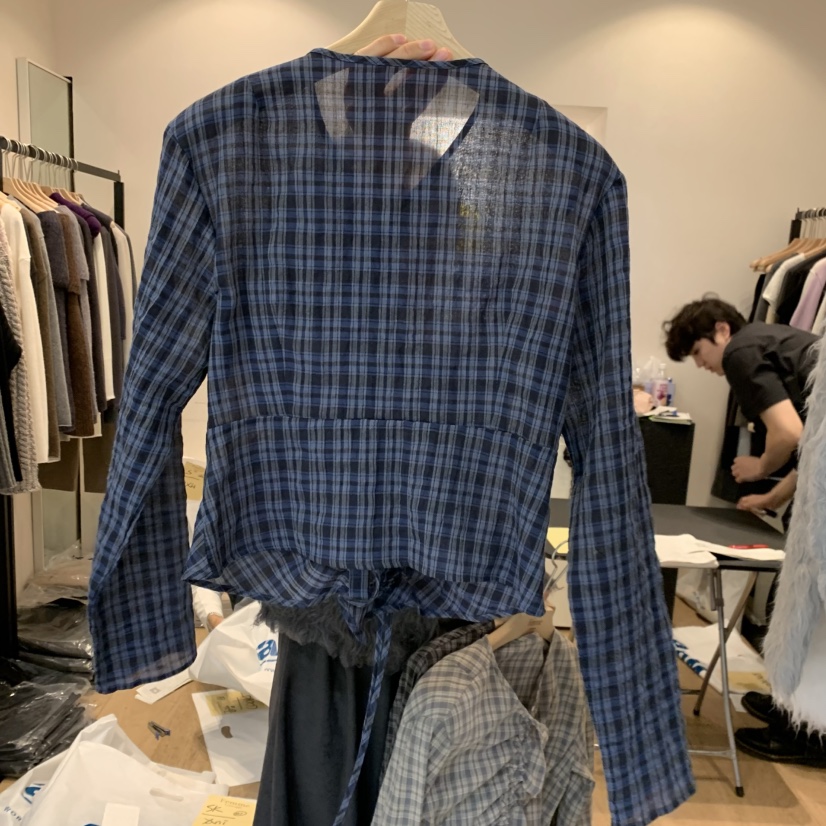LA MAGIE FEMME韓國代購女士新品熱賣休閑襯衫蕾絲衫格紋Lamagie Femme襯衫/蕾絲衫