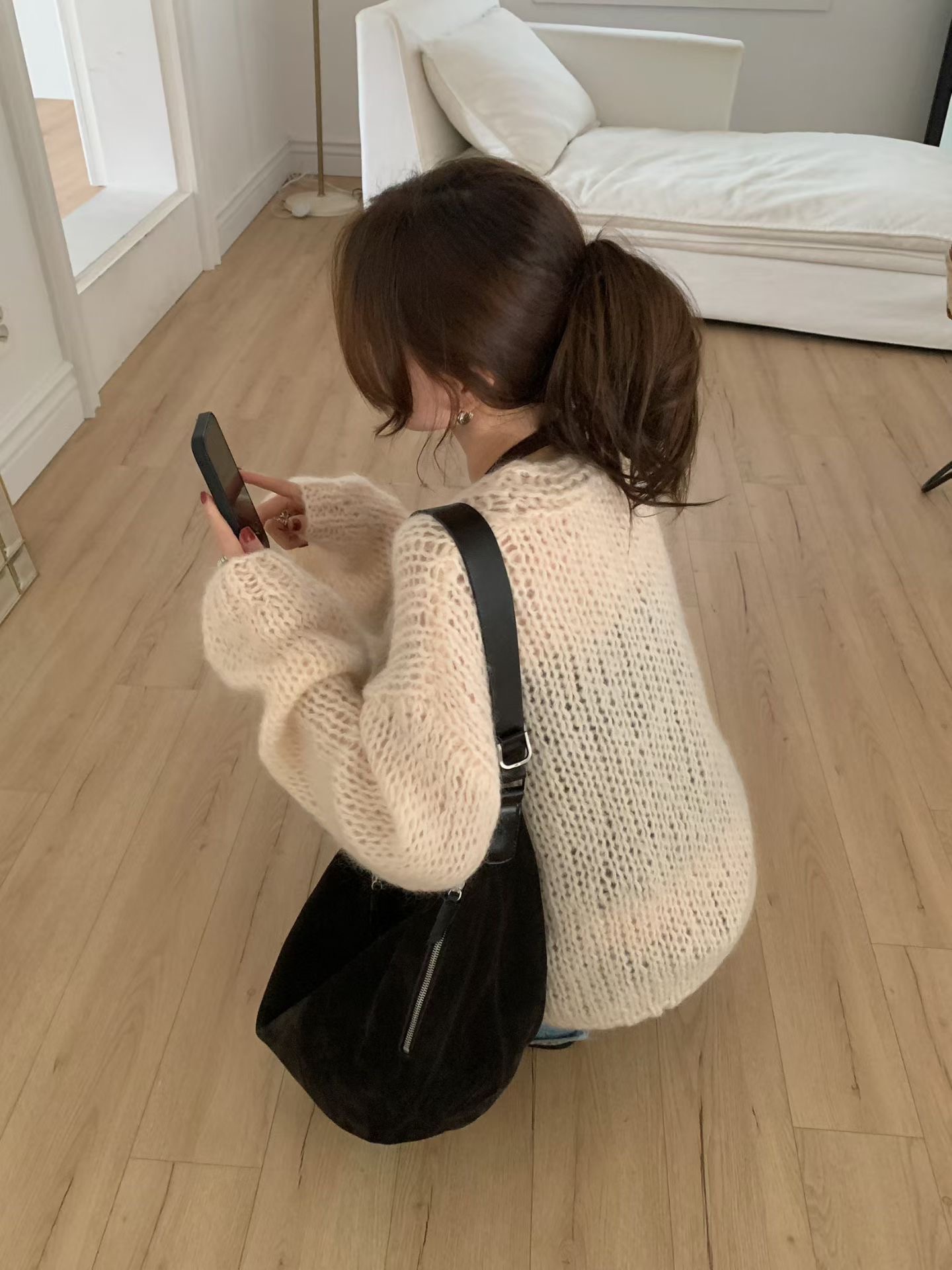 MELLOUNGE-멜라운지-T東大門實拍女士新品休閑針織衫不含內搭手工制品MELLOUNGE-2件起針織衫