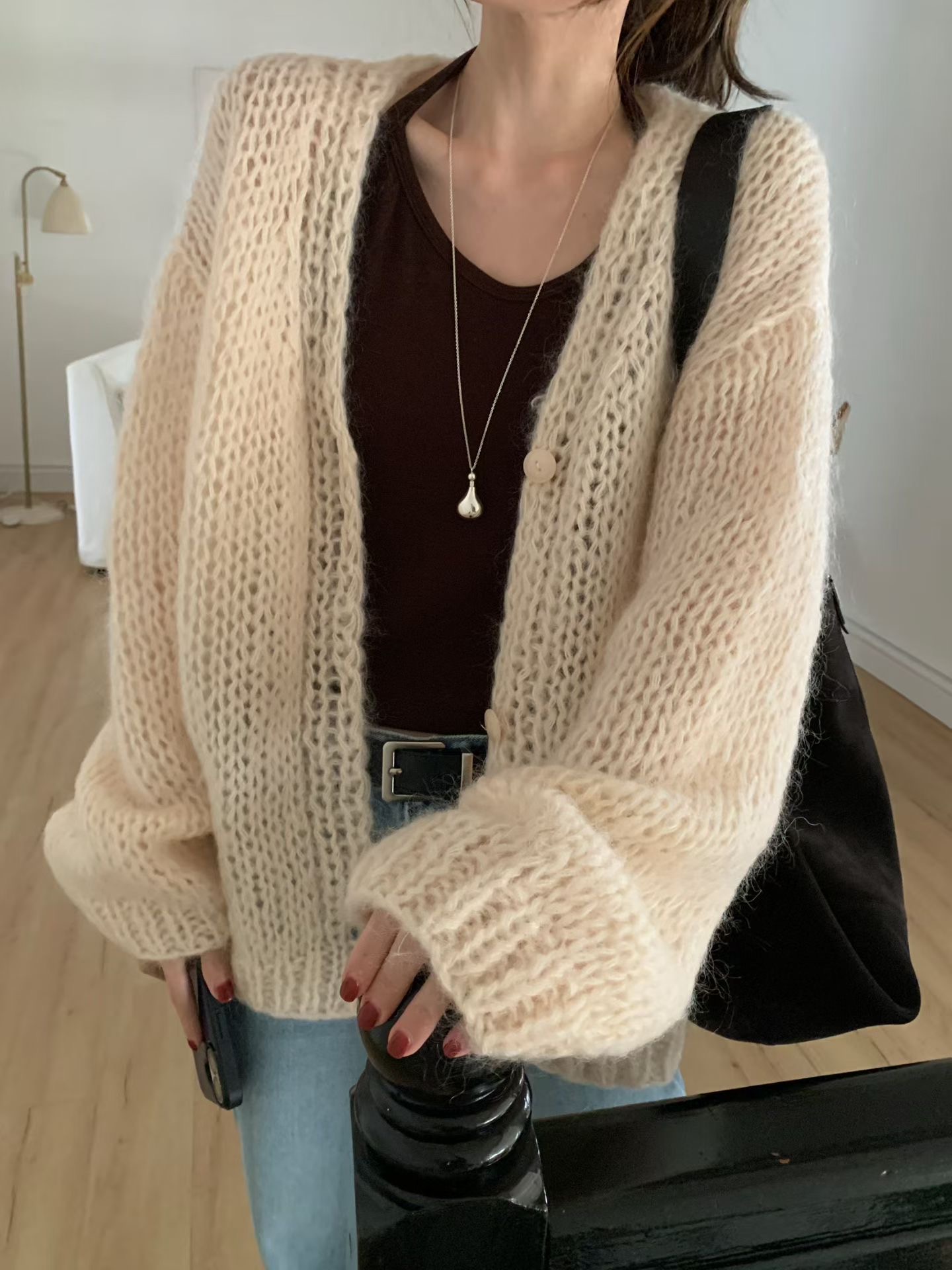 MELLOUNGE-멜라운지-T東大門實拍女士新品休閑針織衫不含內搭手工制品MELLOUNGE-2件起針織衫圖色2