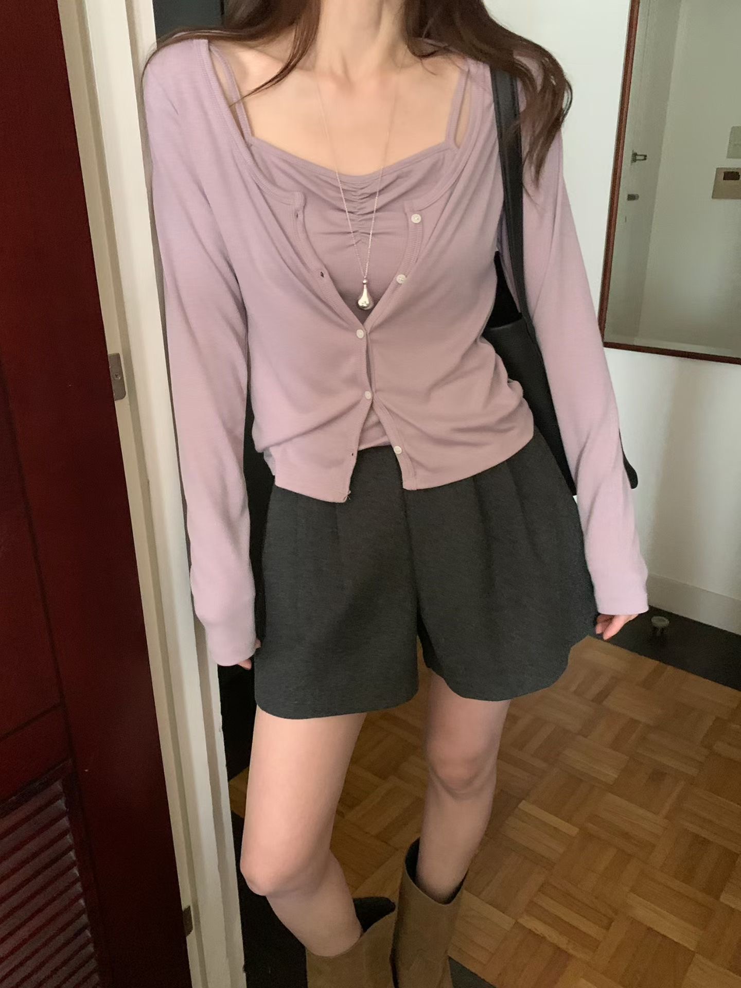 MELLOUNGE-멜라운지-T東大門實拍女士新品人氣開衫層疊開衫MELLOUNGE-2件起開衫圖色1