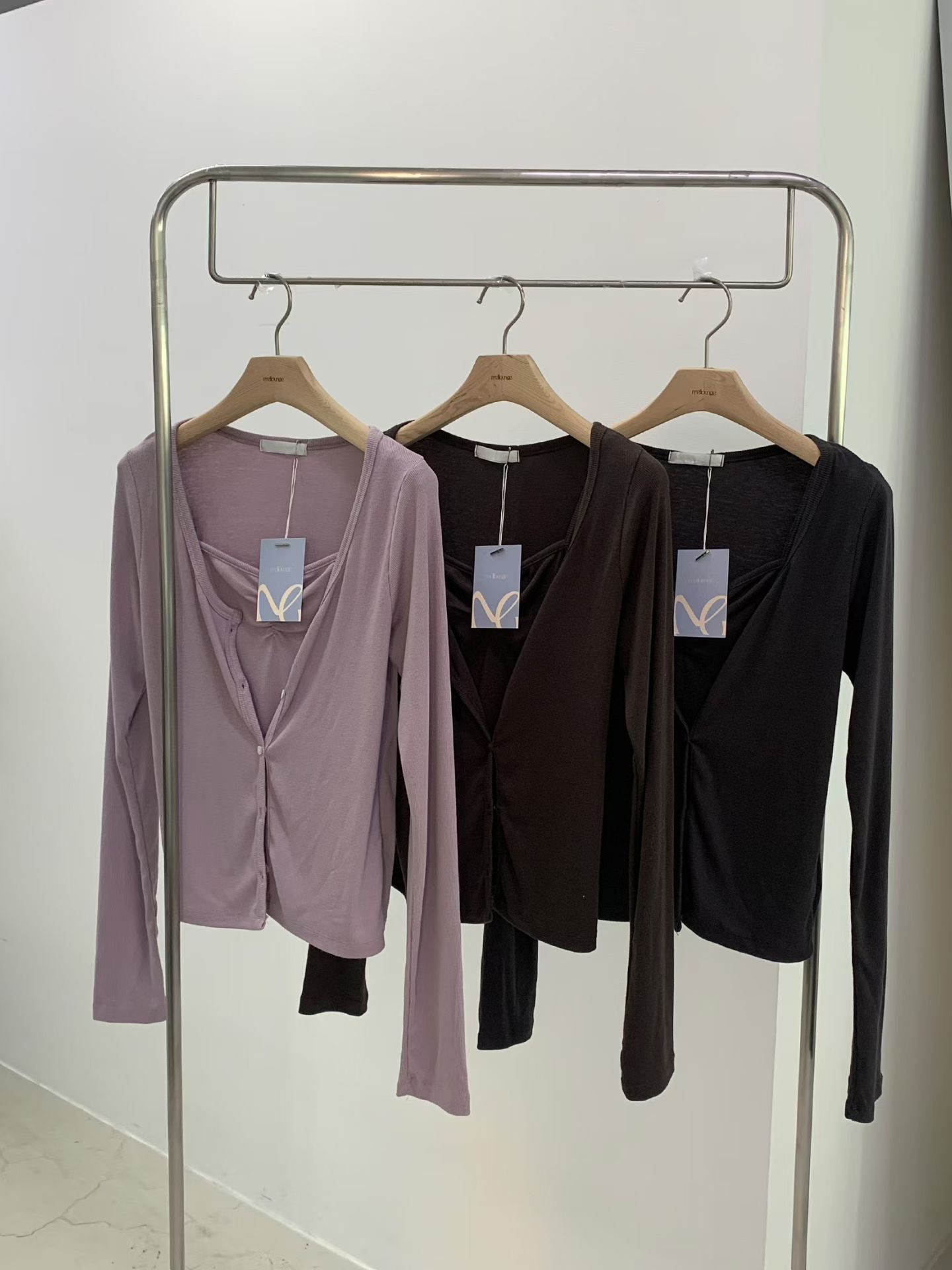 MELLOUNGE-멜라운지-T東大門實拍女士新品人氣開衫層疊開衫MELLOUNGE-2件起開衫圖色3左三色