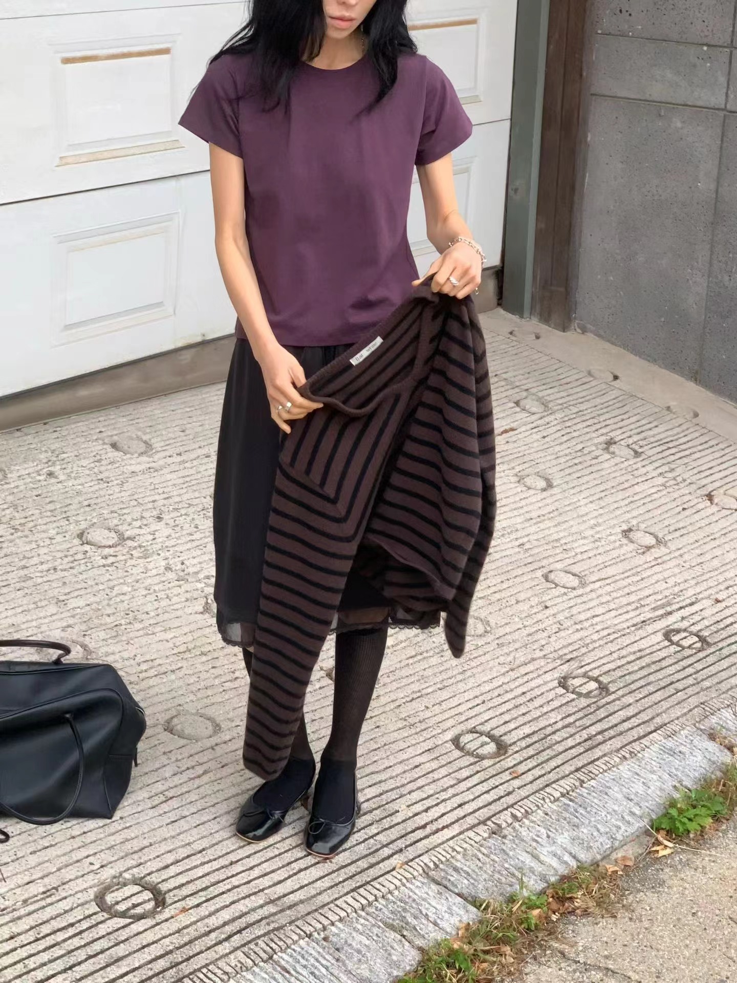 FLAT WHITE東大門代購女士新品人氣真品長袖T恤不含披肩FLAT WHITE/SORBET長袖T恤圖色1