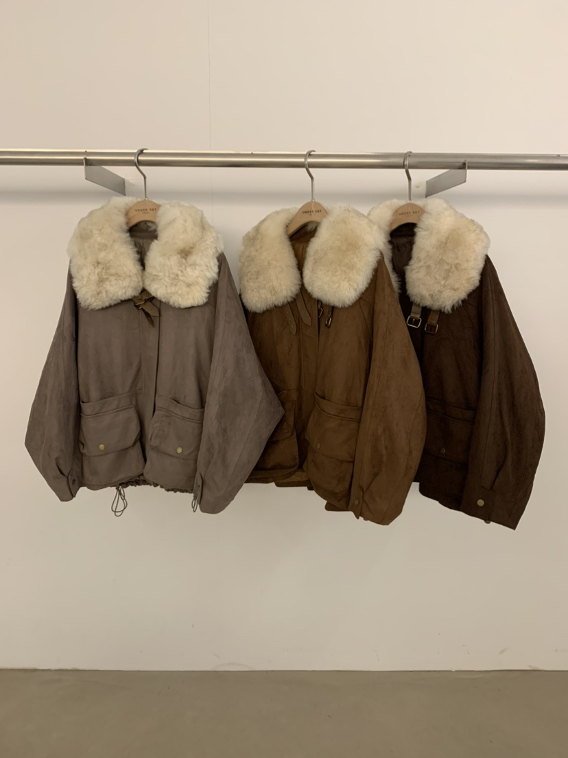 UNDER KEY東大門直郵女裝新款真品推薦短款羽絨服羊皮鵝絨UNDER KEY短款羽絨服