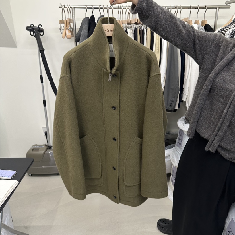 OREE韓國代購女士新品人氣熱賣休閑真品時尚短款大衣雙口袋Oree短款大衣圖色1
