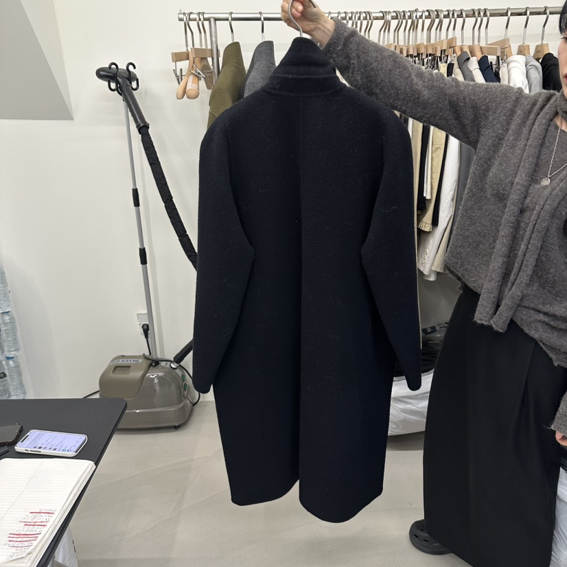 OREE韓國直郵女裝新款推薦休閑時尚人氣中長款大衣手工雙層Oree中長款大衣