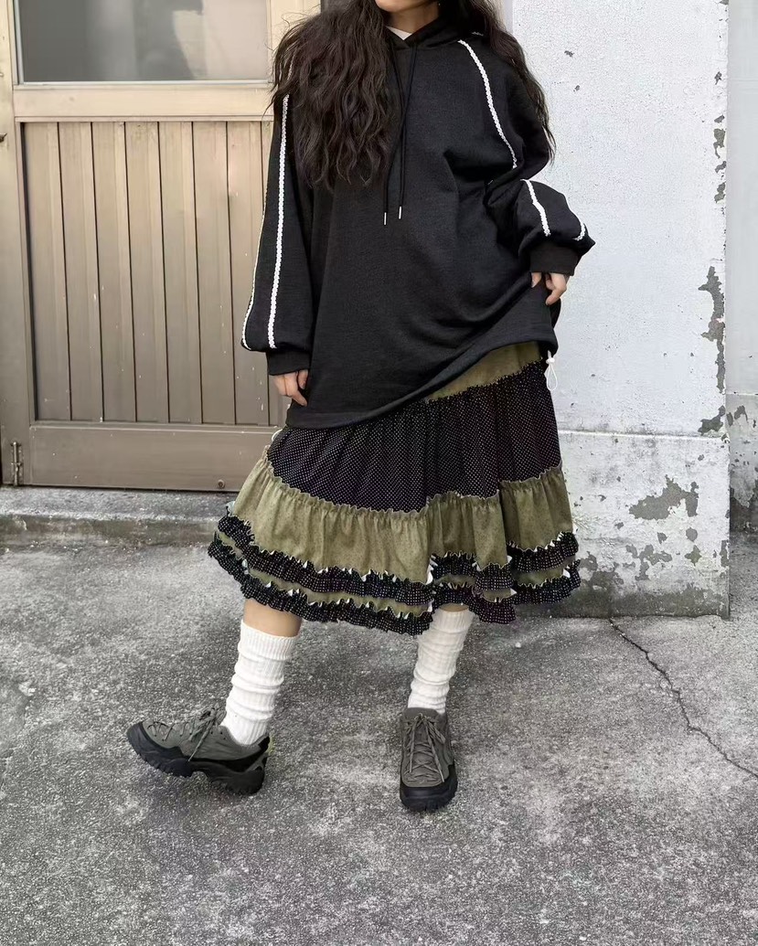 HEYJUDE東大門實拍女裝新款真品人氣時尚半身裙中短裙褶邊HEYJUDE半身裙/中短裙