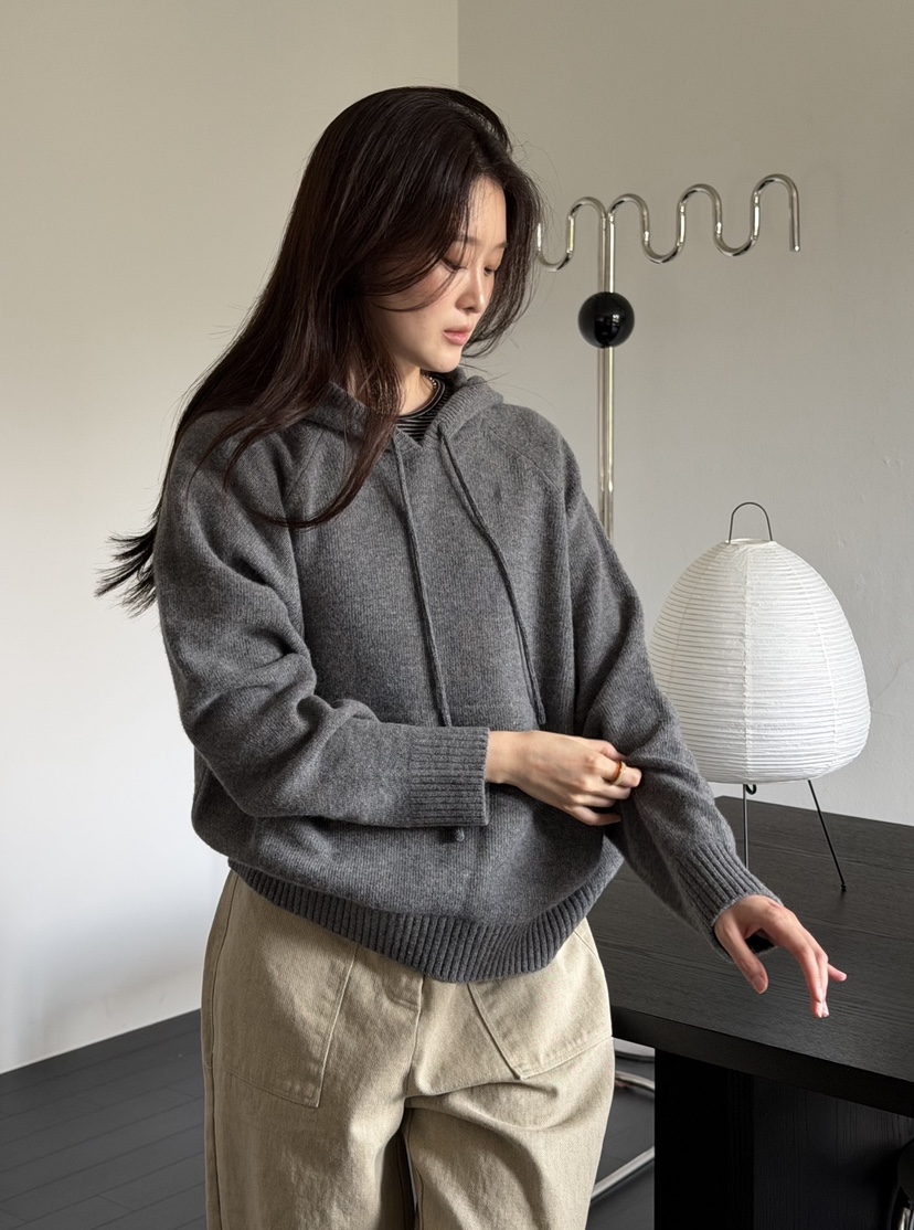 AMY GRACE-A東大門代購女裝新品熱賣真品針織衫連帽衫口袋AMY GRACE針織衫