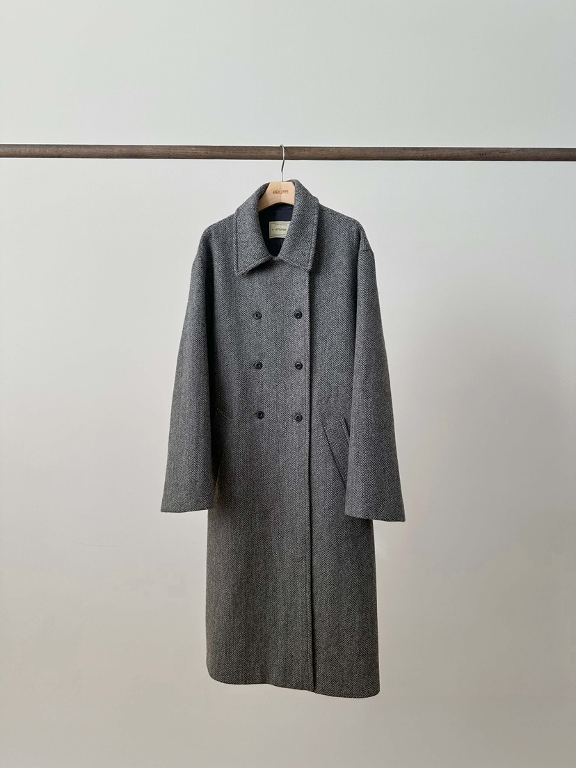 ERUME東大門實拍女士新品熱賣人氣休閑時尚中長款大衣人字紋ERUME中長款大衣圖色2