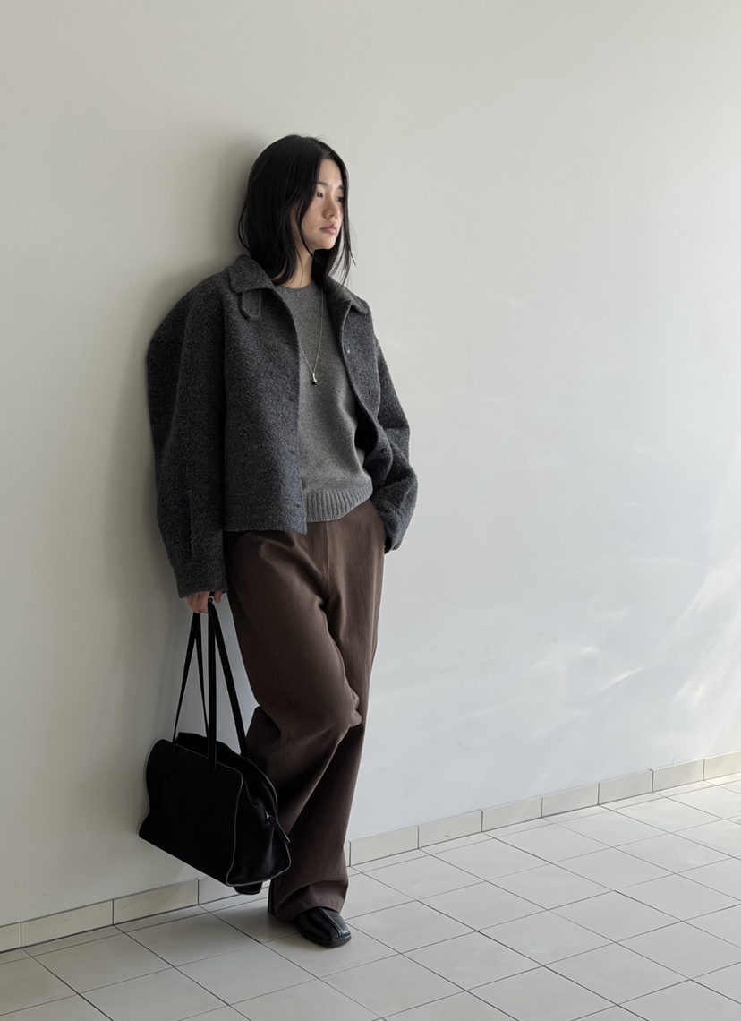 AMY GRACE-A韓國直郵女裝新款熱賣人氣短款大衣羊駝毛手工AMY GRACE短款大衣