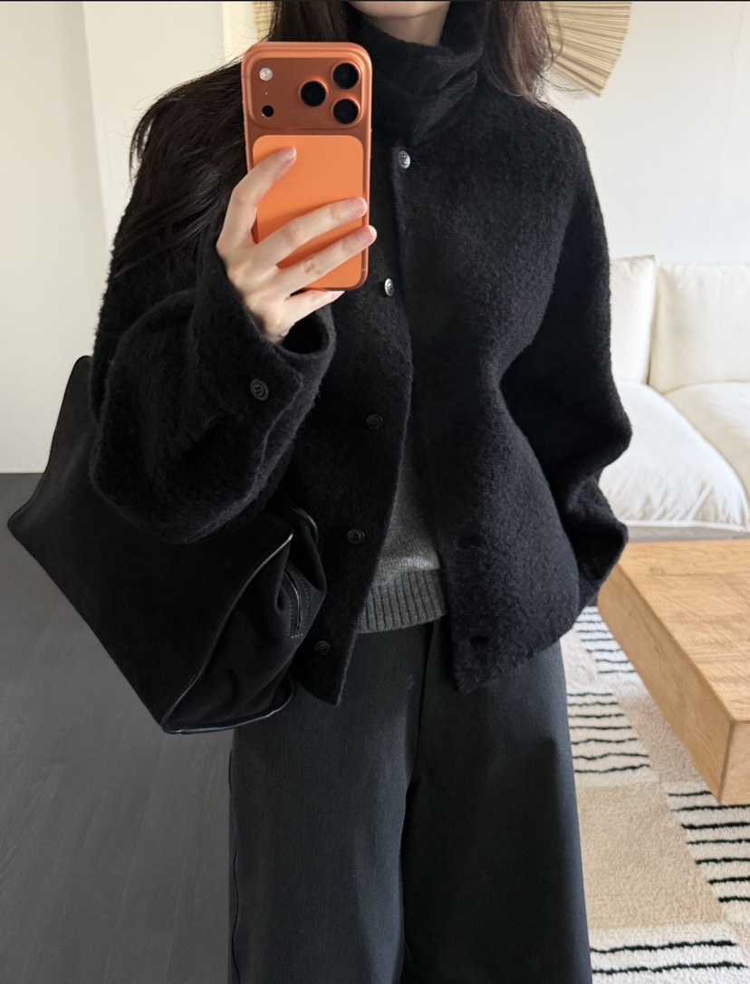 AMY GRACE-A韓國直郵女裝新款熱賣人氣短款大衣羊駝毛手工AMY GRACE短款大衣圖色4