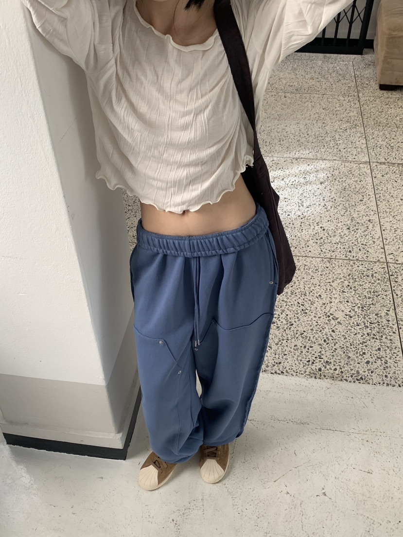 LOGARDEN東大門實拍女裝新款推薦時尚熱賣休閑褲毛圈布鏤空LO GARDEN休閑褲