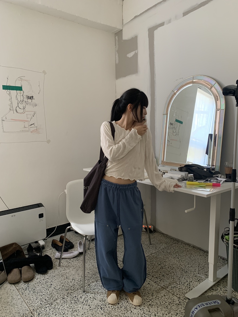 LOGARDEN東大門實拍女裝新款推薦時尚熱賣休閑褲毛圈布鏤空LO GARDEN休閑褲