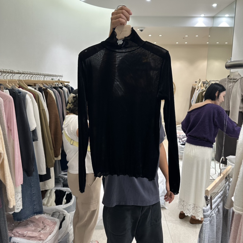 GRACIA東大門代購女士新品時尚休閑推薦長袖T恤天鵝絨高領GRACIA長袖T恤圖色3黑色