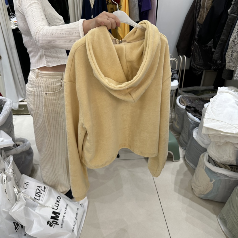 EGG IS東大門實拍女裝新品熱賣人氣時尚衛衣拉鏈連帽衫毛圈EGG IS衛衣