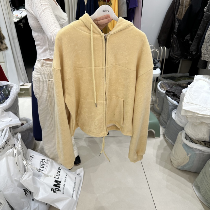 EGG IS東大門實拍女裝新品熱賣人氣時尚衛衣拉鏈連帽衫毛圈EGG IS衛衣圖色2