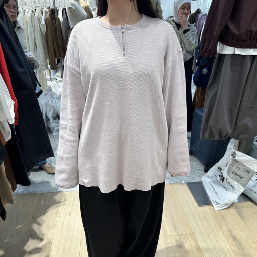 REVE-L韓國代購女裝新款人氣真品推薦休閑熱賣長袖T恤拉鏈REVE-L長袖T恤圖色4粉色