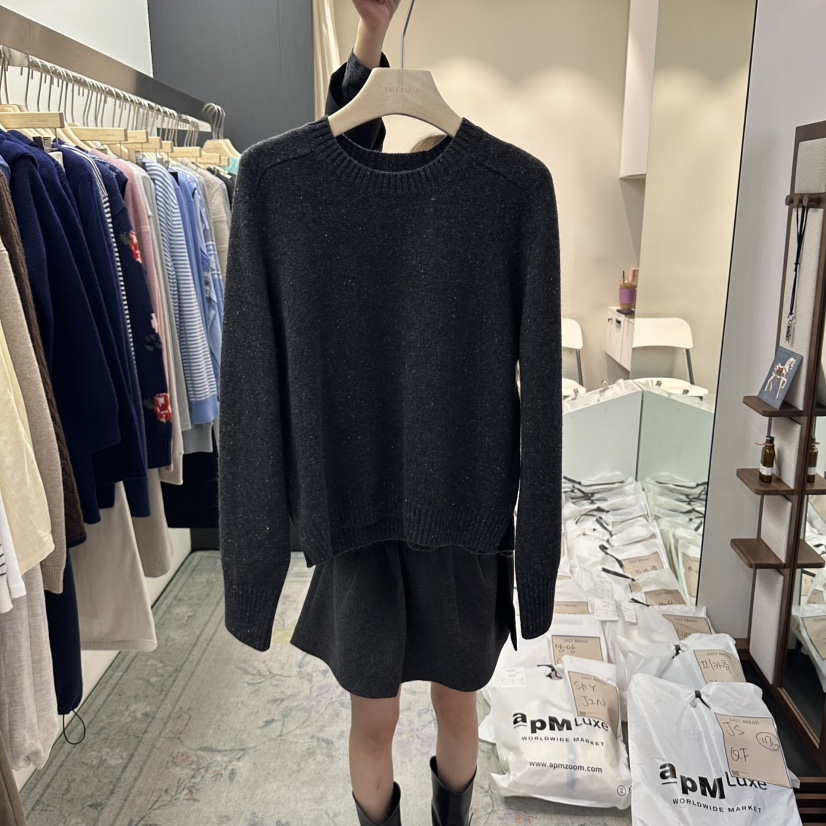 SALT BREAD東大門實拍女裝新品時尚推薦真品熱賣休閑針織衫SALT BREAD針織衫圖色3墨色