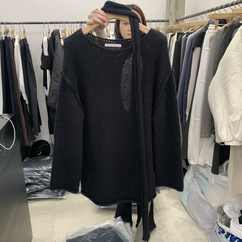 RECOVER東大門直郵女裝新品真品人氣針織衫含飄帶圍巾鏤空RECOVER/MOMENT針織衫圖色2