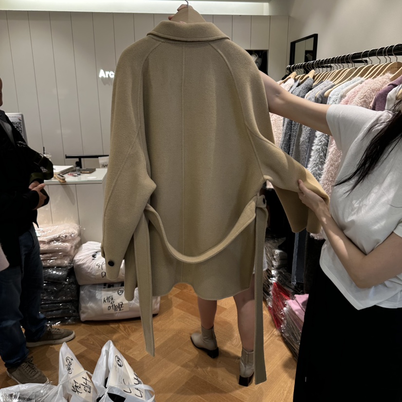 ARC東大門實拍女裝新款休閑時尚推薦真品中長款大衣含腰帶arc en ciel中長款大衣