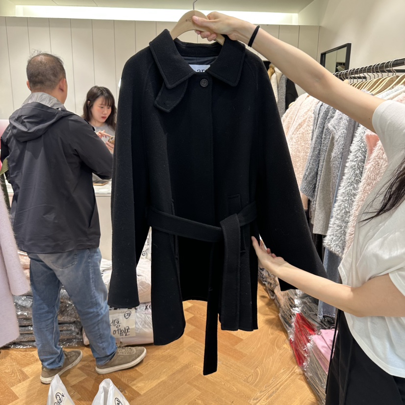 ARC東大門實拍女裝新款休閑時尚推薦真品中長款大衣含腰帶arc en ciel中長款大衣圖色3