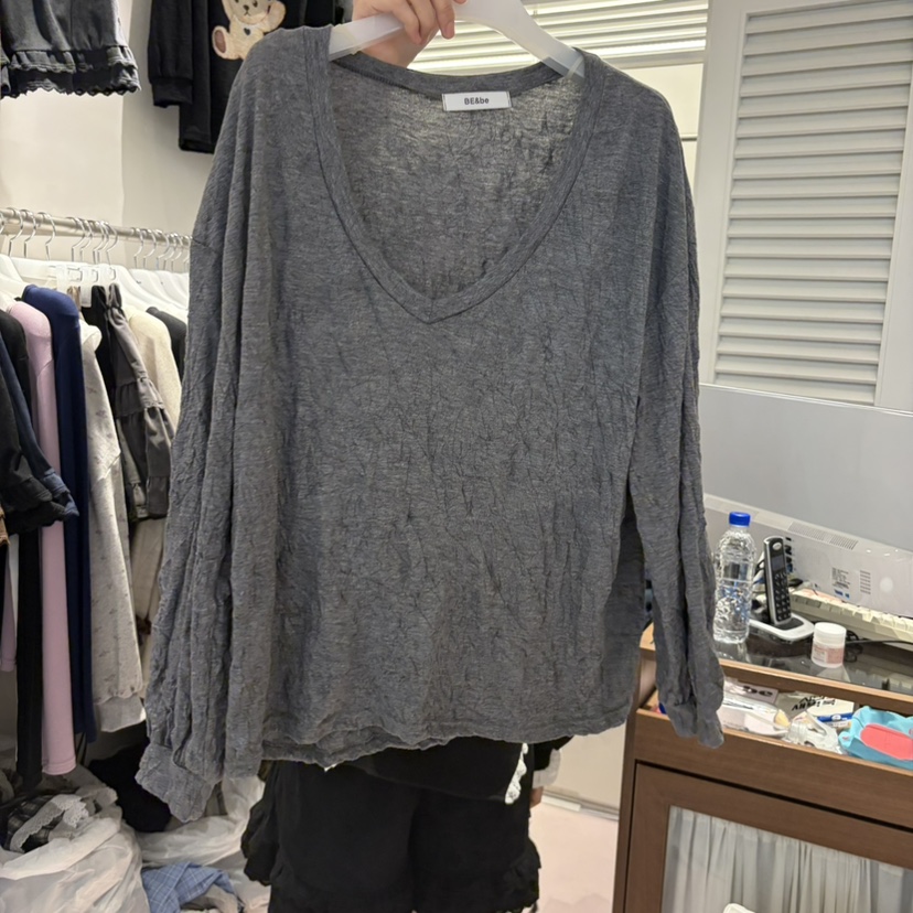 BE&amp;BE東大門代購女士新品人氣熱賣推薦休閑長袖T恤V領BE&be長袖T恤圖色2
