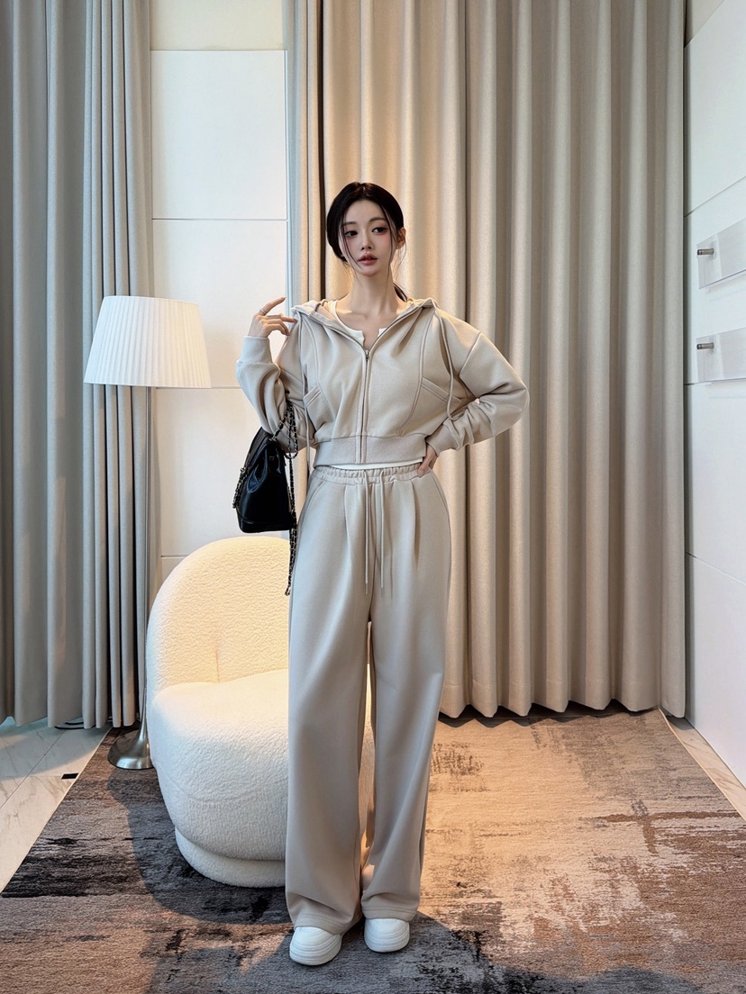 CLOTH韓國直郵女士新款推薦熱賣人氣休閑真品套裝拉鏈連帽衫CLOTH套裝