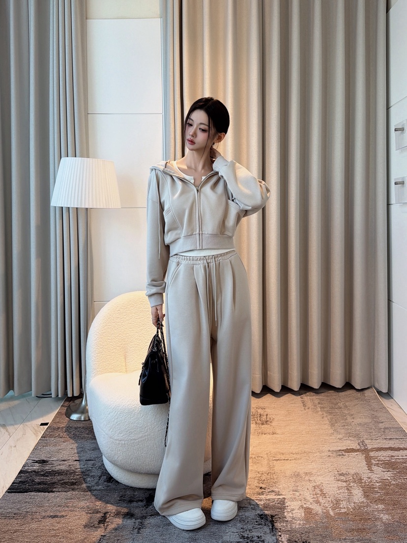 CLOTH韓國直郵女士新款推薦熱賣人氣休閑真品套裝拉鏈連帽衫CLOTH套裝
