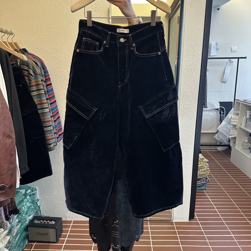CHOI-L韓國直郵女士新品休閑推薦真品時尚人氣休閑褲絲絨CHOI休閑褲圖色2深藍色