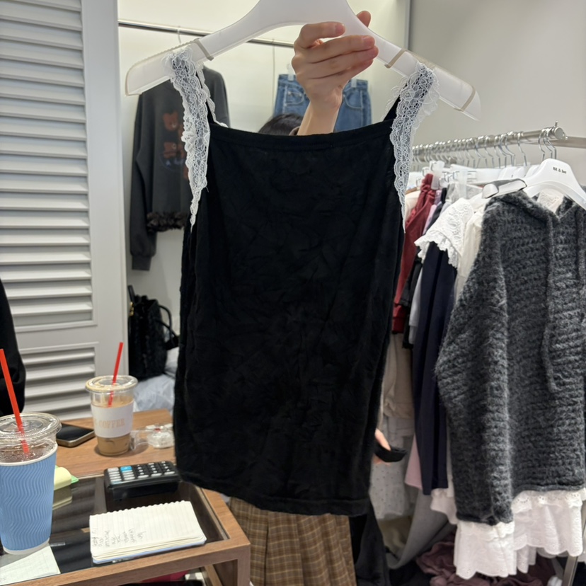 BE&amp;BE東大門代購女士新品熱賣吊帶背心蕾絲無袖緞帶BE&be吊帶/背心