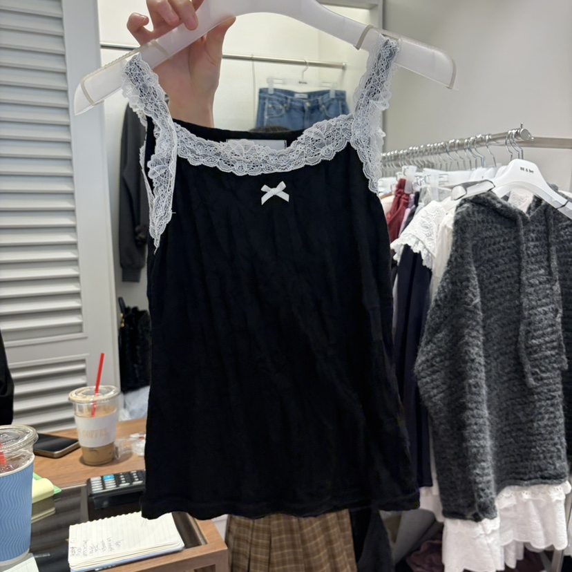 BE&amp;BE東大門代購女士新品熱賣吊帶背心蕾絲無袖緞帶BE&be吊帶/背心圖色2