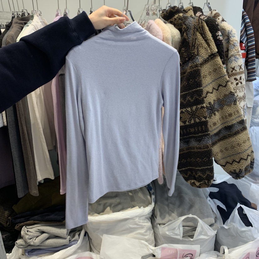 RIVEROOM東大門代購女士新品人氣休閑推薦真品長袖T恤高領RIVEROOM長袖T恤圖色2