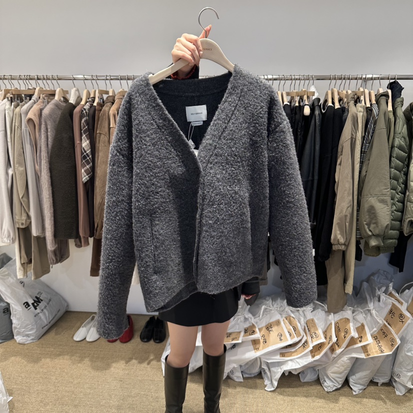 SELF SERVICE/MASOF韓國直郵女士新品真品時尚夾克羊駝SELF SERVICE/MASOF夾克圖色4深灰色