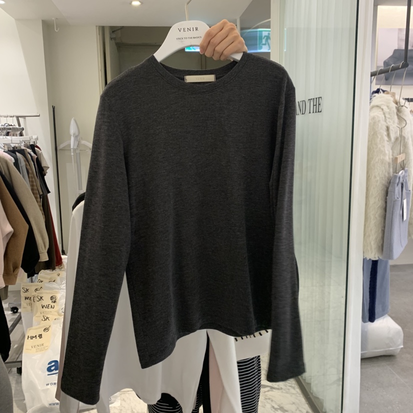 VENIR-A韓國直郵女士新品真品熱賣休閑時尚人氣推薦長袖T恤VENIR-A長袖T恤圖色2墨色