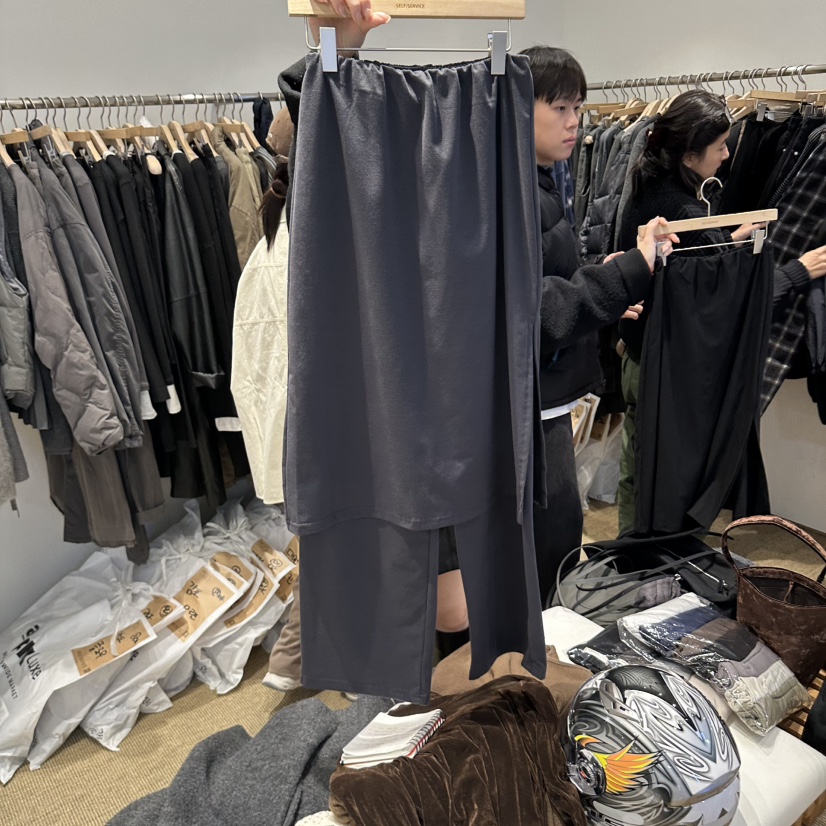 SELF SERVICE/MASOF東大門代購女士新款熱賣時尚裙褲磨毛SELF SERVICE/MASOF裙褲圖色1深灰色