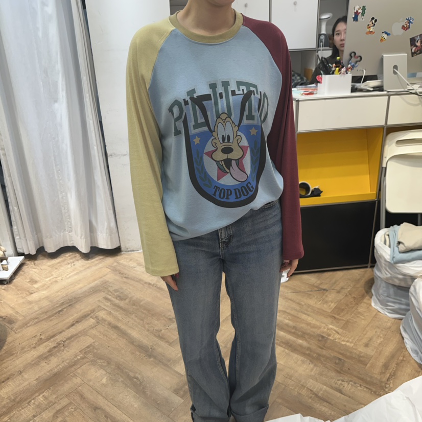 DE LINE韓國直郵女士新款時尚真品推薦熱賣長袖T恤插肩袖DE LINE長袖T恤圖色1