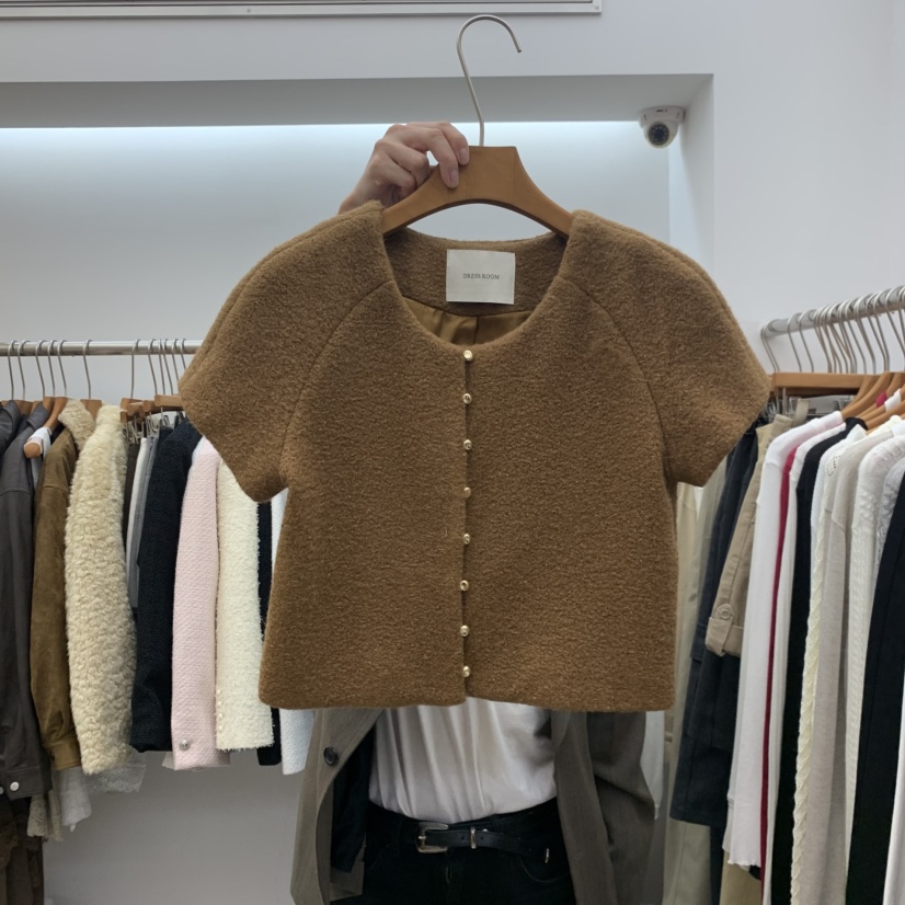 DRESS ROOM韓國代購女裝新款真品熱賣人氣時尚開衫粗花呢DRESS ROOM開衫圖色2