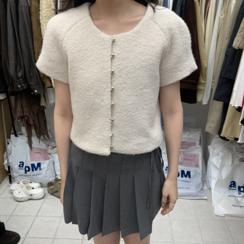 DRESS ROOM韓國代購女裝新款真品熱賣人氣時尚開衫粗花呢DRESS ROOM開衫圖色3