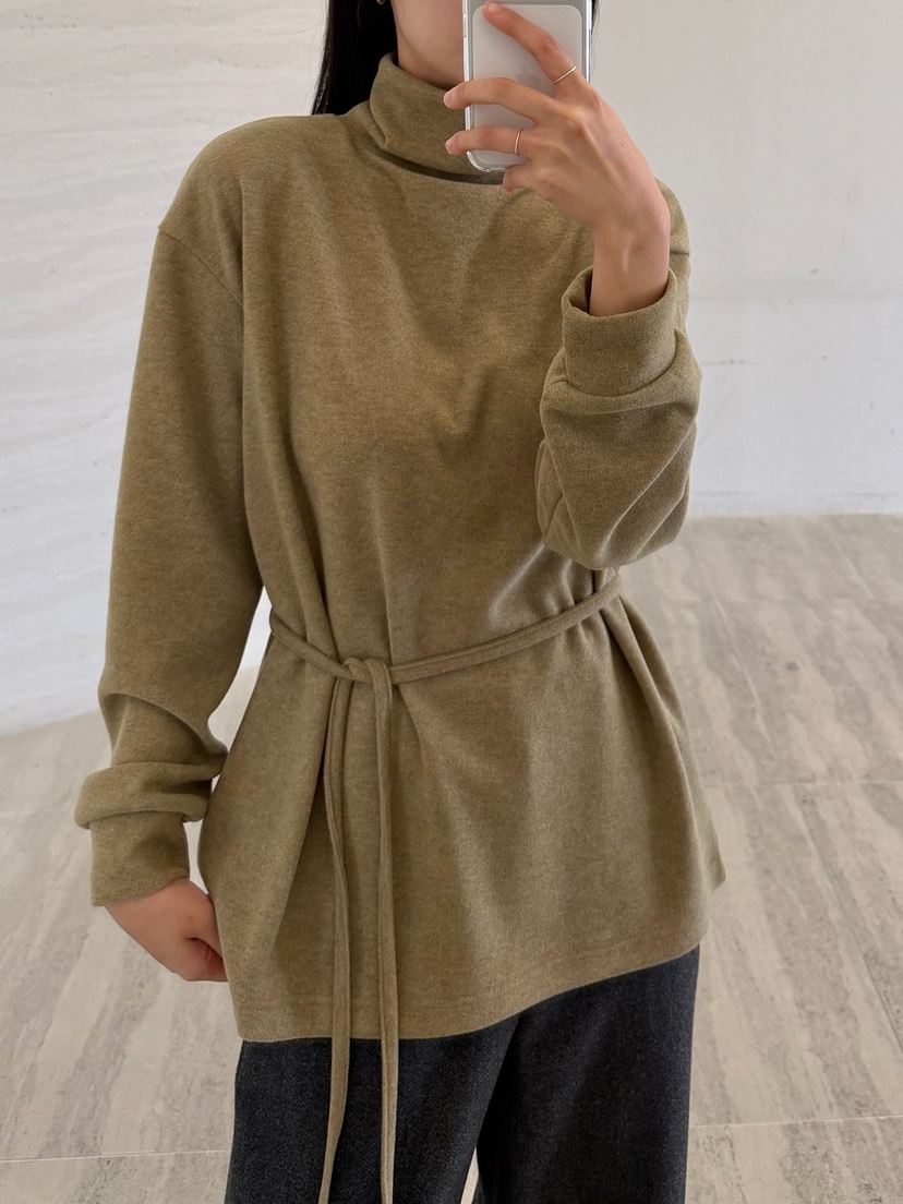 URBANE cloth東大門實拍女裝新品推薦長袖T恤含腰繩加絨URBANE cloth長袖T恤