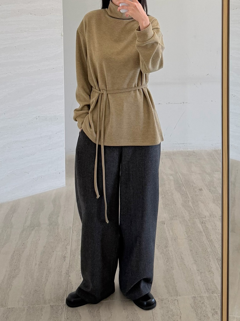 URBANE cloth東大門實拍女裝新品推薦長袖T恤含腰繩加絨URBANE cloth長袖T恤
