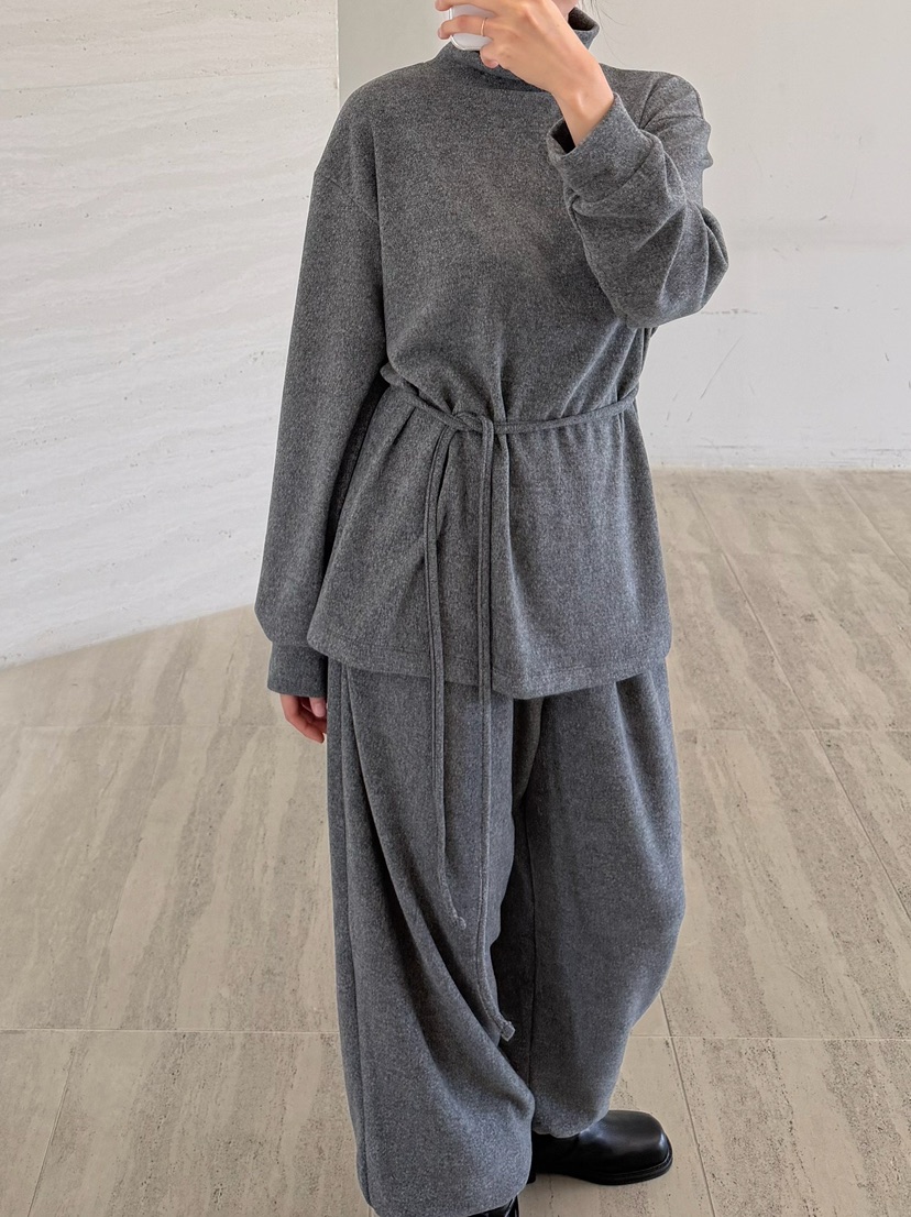URBANE cloth東大門實拍女裝新品推薦長袖T恤含腰繩加絨URBANE cloth長袖T恤